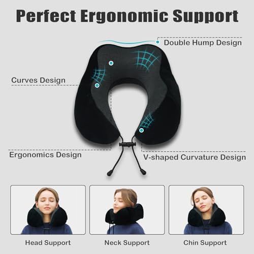 Elvodosia Travel Pillow with Eye Mask and Earplug - Black