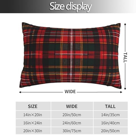 Augenstern Velvet Pillow Protector 14x20 Red Tartan
