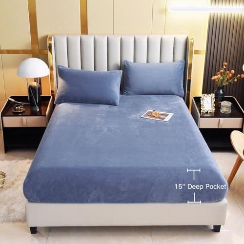 Velvet Fitted Sheet with 15 Deep Pocket