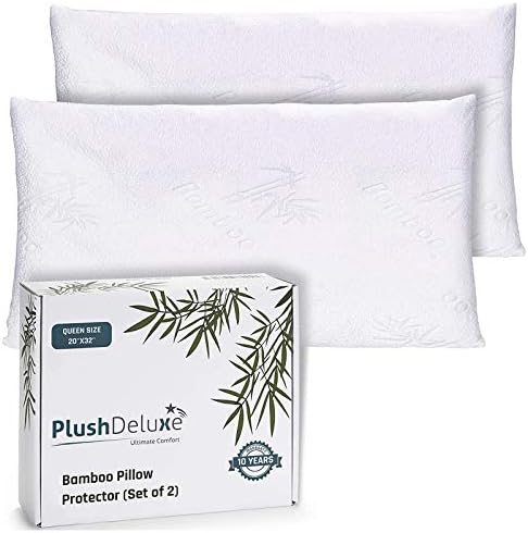 PlushDeluxe Premium 20x28 Waterproof Pillow Covers Set of 2
