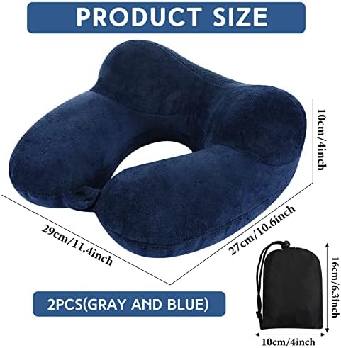 Sintuff 2 Pack Inflatable Travel Pillow with Blindfold and Compact Bag