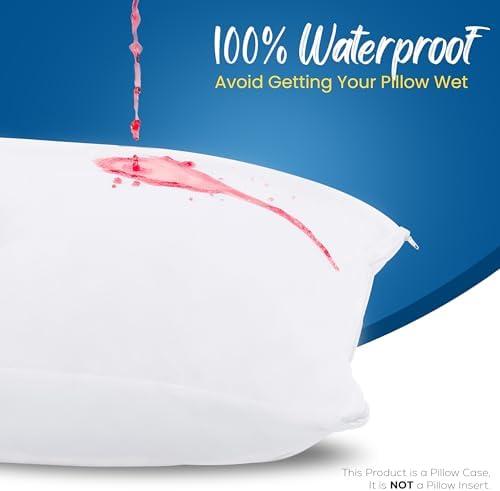 Utopia Bedding 4 Pack Pillow Protectors Waterproof Zipper Standard Size