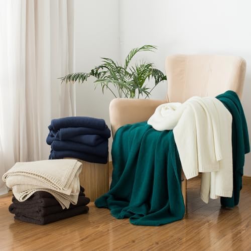 Carriediosa Wool Blend Knit Throw Blanket - Indigo Blue