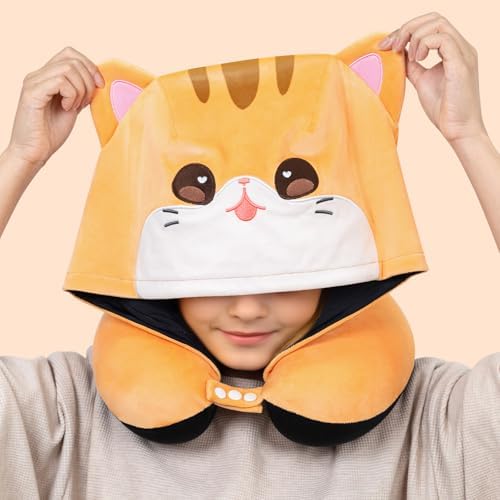 Mewaii Travel Neck Pillow with Double-Sided Hood