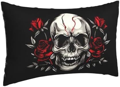Heantstoy Skulls Retro Floral Throw Pillow Cover 14x20 1