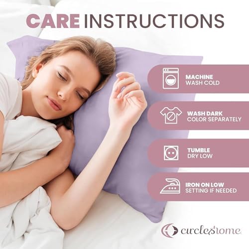 CirclesHome Pillow Protectors - Lavender 100 Cotton Zippered Single Pack