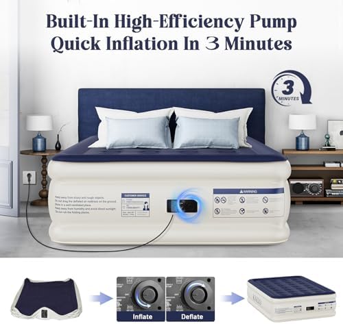KNZZO Air Mattress Full with Built-in Pump and Storage Bag