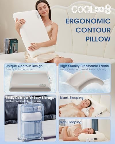 Cooloo8 Memory Foam Pillow Set of 2 for Neck Pain Relief