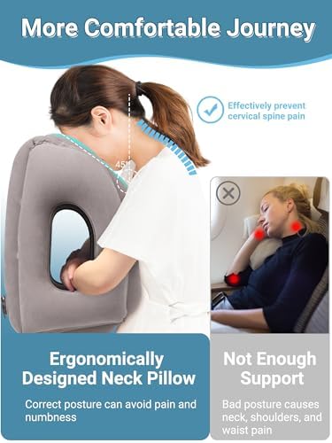 Maliton Inflatable Travel Pillow for Airplane Comfort Neck Support