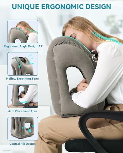 JefDiee Inflatable Travel Pillow for Airplanes and Trains
