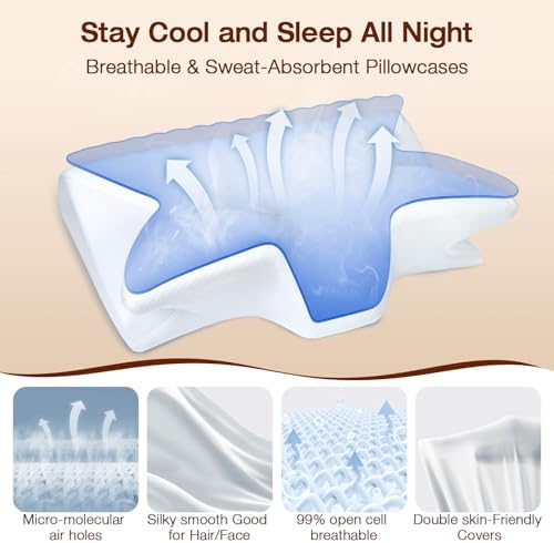 Hexus Cervical Neck Pillow for Pain Relief and Cooling Support White