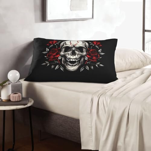 Heantstoy Skulls Retro Floral Throw Pillow Cover 14x20 1