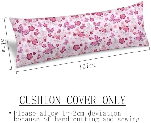 COVASA Pink Butterfly Print Zipper Pillow Cover 20x54
