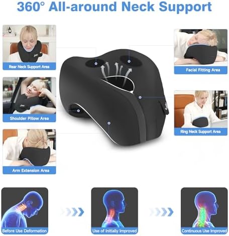 Jiaao Travel Neck Pillow with 3D Eye Mask and Ear Plugs