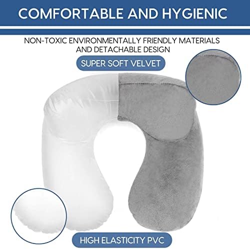 HITSZS Inflatable Travel Pillow with Velvet Cover 1
