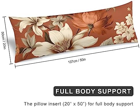 MaSiledy Body Pillow Cover Terracotta Floral 20x54