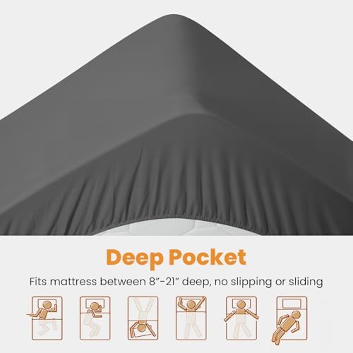 MATBEBY King Size Mattress Pad - Cooling Breathable Dark Grey 78x80 Inches