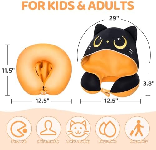 Mewaii Travel Neck Pillow with Double-Sided Hood