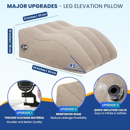 Tough Bison Leg Elevation Pillow - Inflatable for Swelling and Pain Relief
