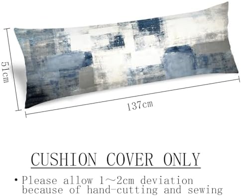 Grey Blue Abstract Art Body Pillow Cover with Zipper 20x54