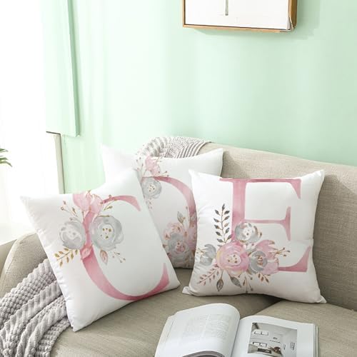 Pink Alphabet Throw Pillow Covers 18x18 Inch
