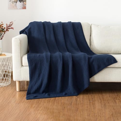 Carriediosa Wool Blend Knit Throw Blanket - Indigo Blue