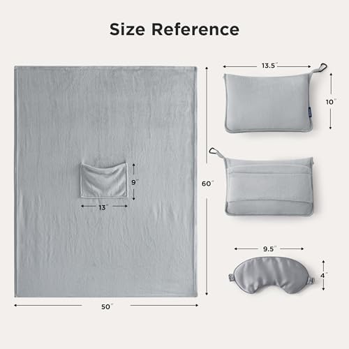 Bedsure 3-in-1 Travel Blanket with Pillow and Eye Mask