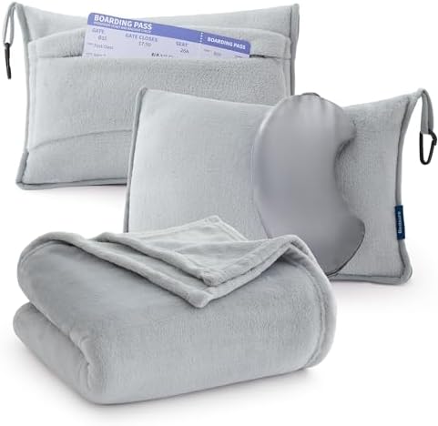 Bedsure 3-in-1 Travel Blanket with Pillow and Eye Mask