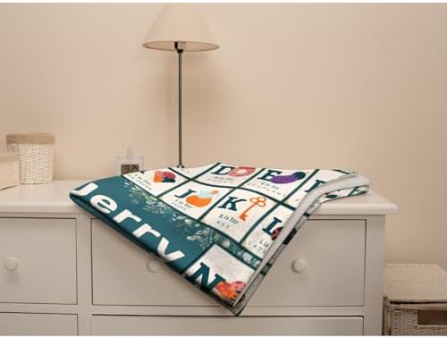 ZHONGKUI Custom Flora Alphabet Soft Throw Blanket