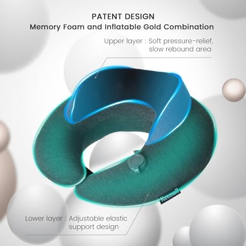 Keemall Inflatable Travel Neck Pillow with Acupressure