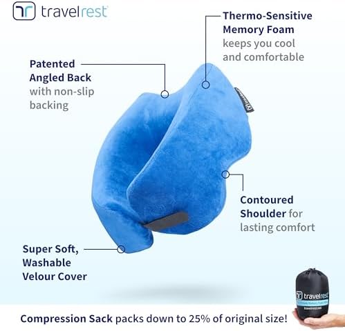 TRAVELREST Nest Memory Foam Travel Pillow Blue