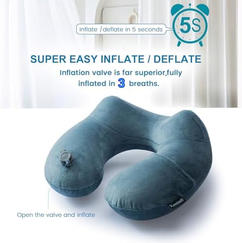 Keemall Inflatable Travel Neck Pillow for Airplane Comfort