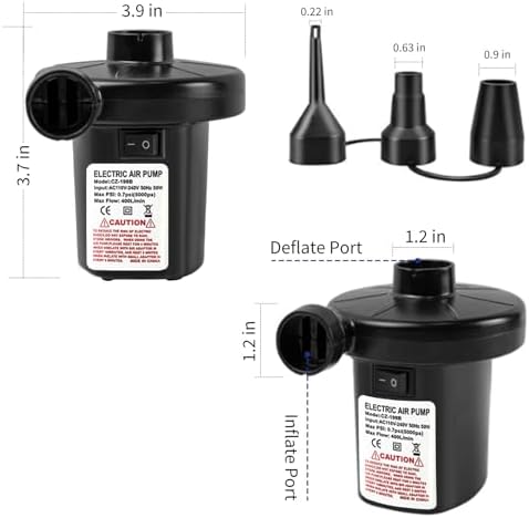 Electric Air Pump for Inflatables 110V Portable with 3 Nozzles