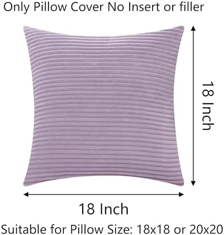 Demetex Purple Striped Corduroy Pillow Covers 18x18
