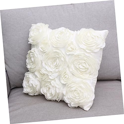 WHAMVOX Soft Floral Throw Pillow Cover Ivory White Cushion Case