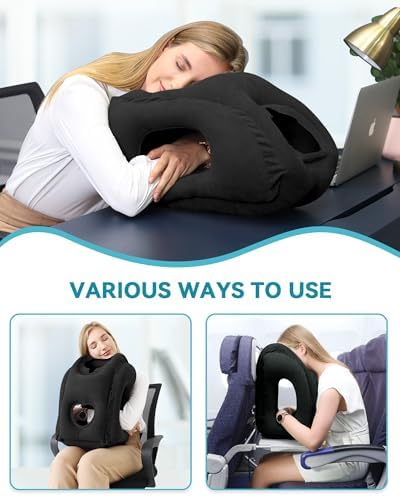 JefDiee Inflatable Travel Pillow for Airplanes