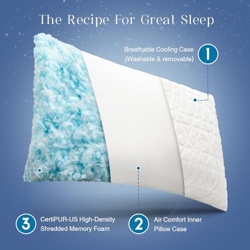 Phantoscope Cooling Memory Foam Pillows - 2 Pack Queen Size