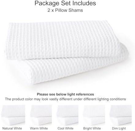 PHF 100 Cotton Waffle Weave Lumbar Pillow Covers 2 Pack