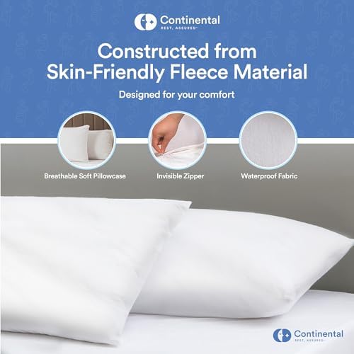 Continental Bedding 20x20 Inch Zippered Fleece Pillow Protector