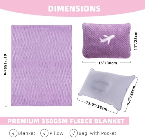 Nenolix 3 in 1 Travel Blanket Pillow Set - Violet 1