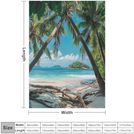 Ocean Island Flannel Throw Blanket for Couch Sofa Bed