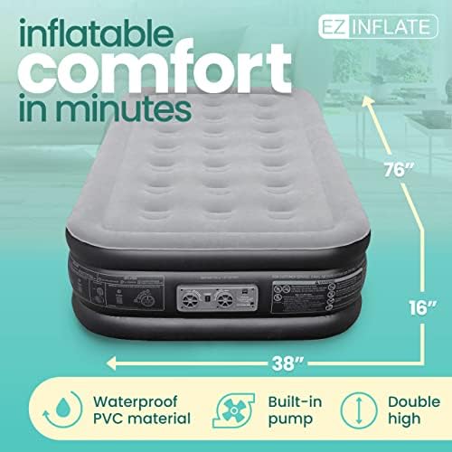 EZ INFLATE Double High Luxury Air Mattress with Built In Pump 1