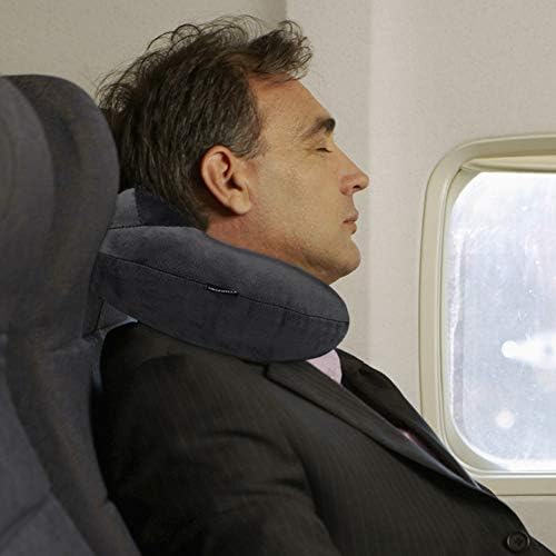 UROPHYLLA Inflatable Neck Pillow - Soft Velvet Compact Washable Travel Friendly
