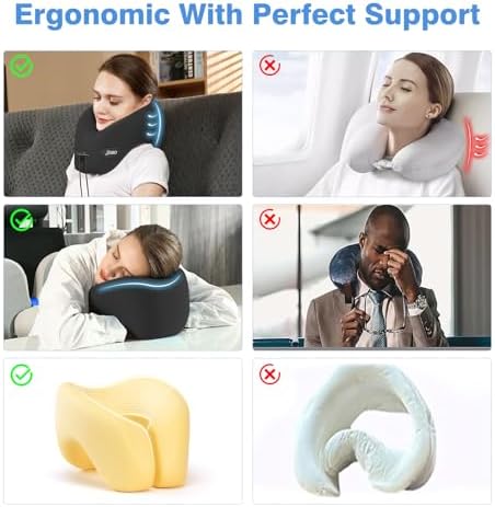 Jiaao 2025 Upgraded Memory Foam Neck Pillow for Travel and Sleep