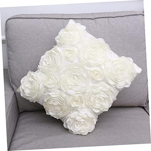 Invisible Zipper Square Pillow Cover with 3D Rose Design