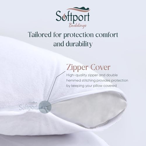 Waterproof Pillow Protector 2 Pack - Bed Bug Proof 20x26 Inches