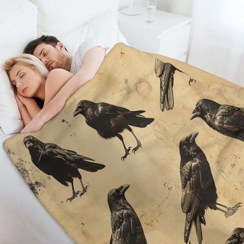 HDESDIS Farmhouse Crow Flannel Throw Blanket 30x40 Inch