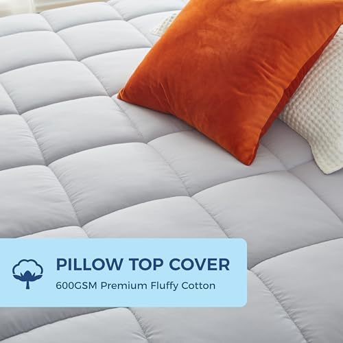 Jamdok 3 Inch Mattress Topper Cover with Zipper and Adjustable Straps