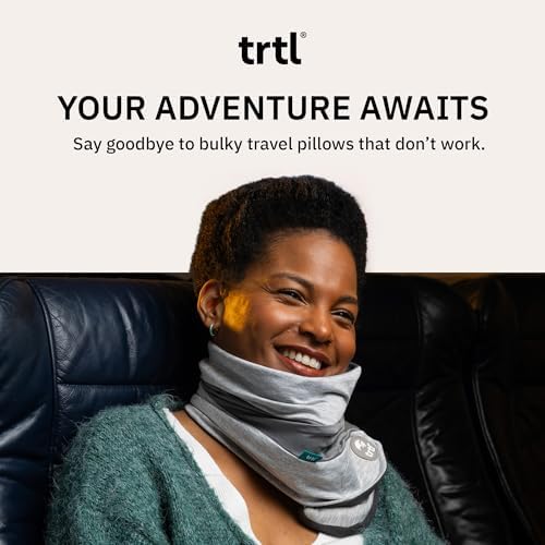 trtl Pillow Plus Adjustable Travel Neck Pillow for Airplane Car Train