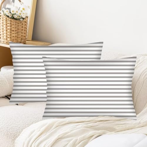 COVASA White Grey Throw Pillow Covers Queen Size Set of 2